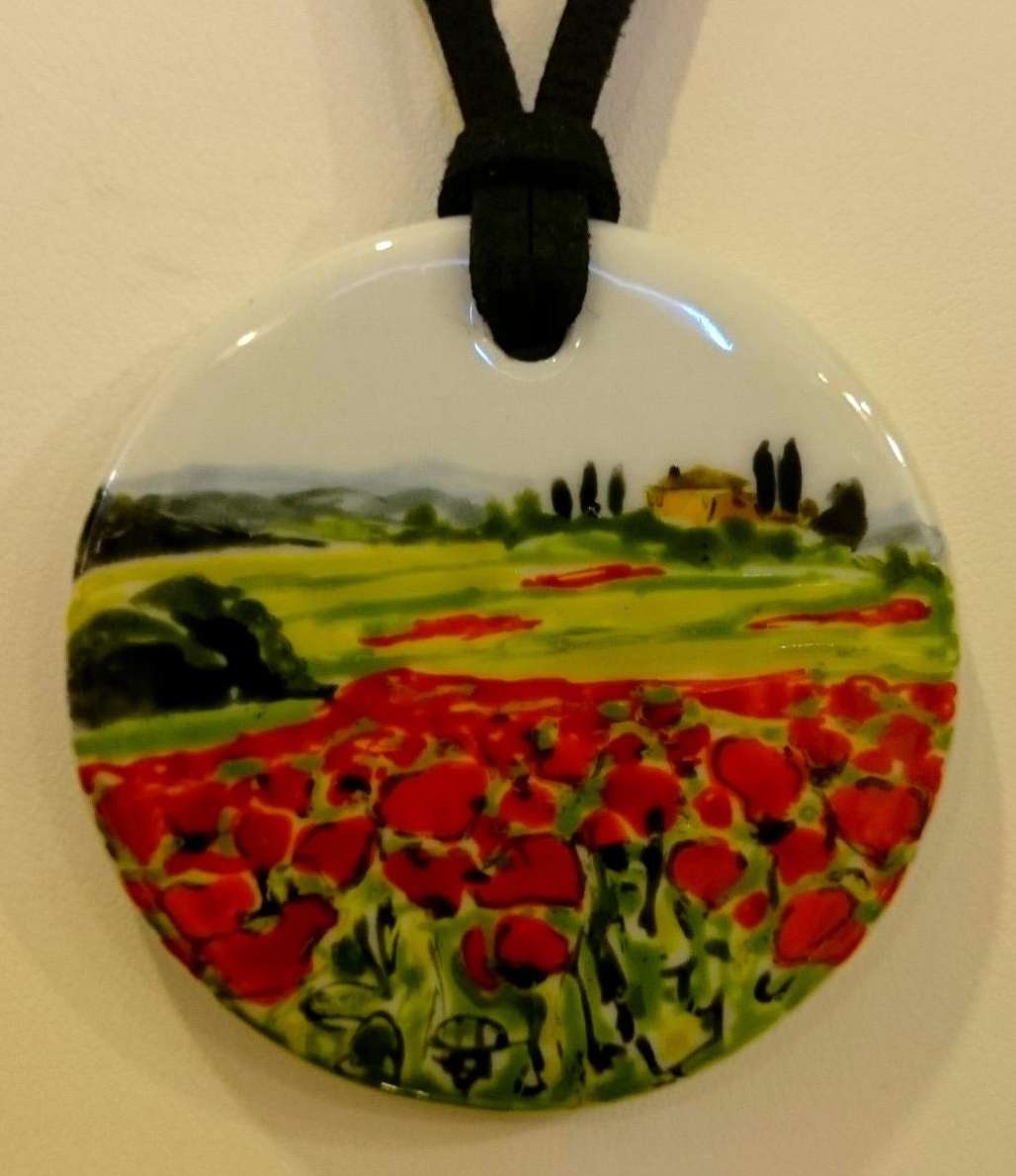 Pendentif rond en porcelaine personnalisé d'après une photo de paysage